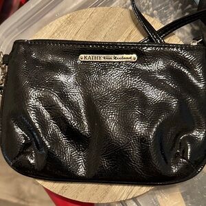 Kathy Van Zeeland Shiny Black Wristlet